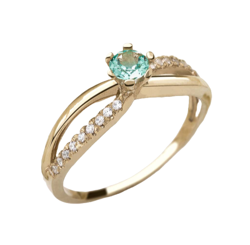 Anillo de Oro 18K Macizo con Esmeralda